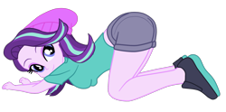 Size: 1740x864 | Tagged: safe, alternate version, artist:gmaplay, derpibooru import, starlight glimmer, equestria girls, ass, ass up, butt, face down ass up, glimmer glutes, solo