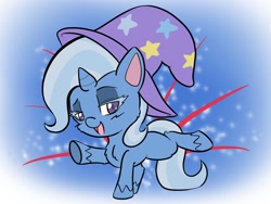 Size: 2048x1536 | Tagged: source needed, safe, artist:larrykitty, derpibooru import, trixie, pony, unicorn, my little pony: pony life, cheek fluff, chest fluff, clothes, cute, diatrixes, female, hat, looking at you, open mouth, solo, trixie's hat