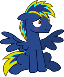 Size: 4000x4825 | Tagged: safe, artist:melisareb, derpibooru import, oc, oc only, oc:storm bringer, pegasus, pony, absurd resolution, blushing, male, show accurate, shrunken pupils, simple background, sitting, solo, stallion, transparent background, vector, wings