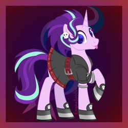 Size: 950x950 | Tagged: safe, artist:enigmadoodles, derpibooru import, starlight glimmer, pony, unicorn, clothes, dress, edgelight glimmer, female, glimmer goth, mare, solo, tongue out