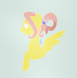 Size: 913x929 | Tagged: safe, artist:mrex123, derpibooru import, fluttershy, pegasus, pony, alternate hairstyle, blank eyes, blue background, flower, older, older fluttershy, profile, simple background, solo