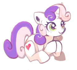 Size: 1100x1000 | Tagged: safe, artist:n0pies, derpibooru import, sweetie belle, pony, unicorn, alternate cutie mark, cute, diasweetes, female, filly, hooves together, simple background, smiling, solo, white background