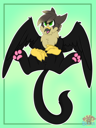 Size: 3000x3994 | Tagged: safe, artist:sleepysuika, derpibooru import, oc, oc:sasha steelclaw, griffon, cute, paw pads, paws, smiling, solo, toe beans, underpaw