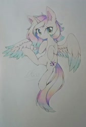 Size: 1280x1899 | Tagged: safe, artist:aleuoliver, derpibooru import, oc, oc only, alicorn, pony, alicorn oc, ear fluff, ears, female, horn, mare, solo, traditional art, wings