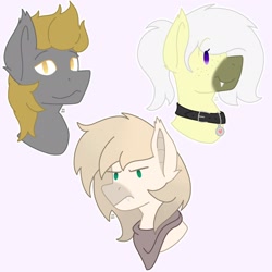 Size: 2048x2048 | Tagged: safe, artist:redthedragon, derpibooru import, oc, oc only, oc:devin, oc:eggnog, bat pony, bust, cute, female, grumpy, looking at you, male, mare, portrait, smiling, stallion, trio