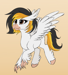 Size: 2905x3187 | Tagged: safe, artist:starshade, derpibooru import, oc, oc only, oc:stormy, hippogriff, beak, commission, female, flying, hippogriff oc, hooves, simple background, solo, spread wings, talons, wings
