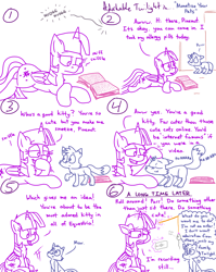 Size: 4779x6013 | Tagged: safe, artist:adorkabletwilightandfriends, derpibooru import, sniffles, twilight sparkle, twilight sparkle (alicorn), oc, oc:pinenut, alicorn, cat, mouse, pony, comic:adorkable twilight and friends, absurd resolution, adorkable, adorkable twilight, book, cat toy, cellphone, comic, confused, cute, dork, duo, female, lying down, male, meow, monetize your pets, nostril flare, open door, open mouth, pet, petting, phone, pinebetes, prone, purring, reading, recording, rubbing nose, sitting, slice of life, smartphone, sniffing, sniffling, solo, twiabetes