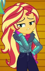 Size: 450x715 | Tagged: safe, derpibooru import, screencap, sunset shimmer, better together, equestria girls, holidays unwrapped, cropped, solo, winter break-in