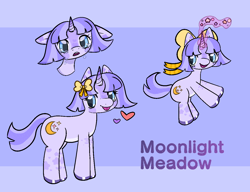 Size: 1300x1000 | Tagged: safe, artist:rabidmomento, derpibooru import, oc, oc:moonlight meadow, pony, unicorn, bust, chibi, cute, full body, original art, pastel, solo