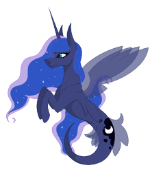 Size: 612x699 | Tagged: safe, artist:tokyiomewmew, derpibooru import, princess luna, alicorn, pony, seapony (g4), blue eyes, clothes, dorsal fin, ethereal mane, female, fin wings, fins, fish tail, flowing mane, flowing tail, horn, long horn, pixel art, seaponified, seapony luna, see-through, simple background, smiling, solo, species swap, starry mane, starry tail, tail, transparent background, wings