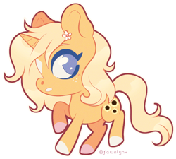 Size: 796x717 | Tagged: safe, artist:frostedpuffs, derpibooru import, oc, oc:goldie, pony, unicorn, chibi, female, mare, simple background, solo, transparent background