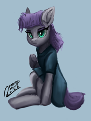 Size: 1536x2048 | Tagged: safe, artist:raphaeldavid, derpibooru import, maud pie, earth pony, pony, female, mare, signature, simple background, sitting, solo