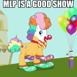 Size: 720x720 | Tagged: safe, derpibooru import, edit, edited screencap, screencap, pony, hearts and hooves day (episode), balloon, captain obvious, clown, clown makeup, clown nose, clown shoes, cropped, male, meme, op is a cuck, op is trying to start shit, op is trying to start shit so badly that it's kinda funny, solo, stallion