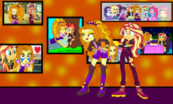 Size: 3000x1800 | Tagged: safe, artist:ktd1993, derpibooru import, adagio dazzle, sunset shimmer, better together, equestria girls, sunset's backstage pass!, female, lesbian, shipping, sunsagio
