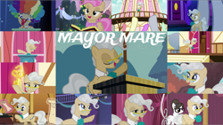 Size: 1972x1111 | Tagged: safe, derpibooru import, edit, edited screencap, editor:quoterific, screencap, derpy hooves, mayor mare, earth pony, pegasus, pony, applebuck season, do princesses dream of magic sheep, filli vanilli, friendship is magic, luna eclipsed, on your marks, the ending of the end, the last crusade, the last roundup, the one where pinkie pie knows, the perfect pear, winter wrap up, angry, derpysaur, duo, eyes closed, female, gritted teeth, nightmare night, non-dyed mayor, open mouth, shocked, solo, teeth, town hall
