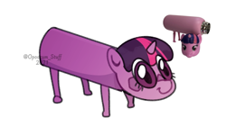 Size: 640x360 | Tagged: safe, artist:blackdog-stuff, derpibooru import, twilight sparkle, abomination, cursed image, februpony, merchandise, nightmare fuel, not salmon, simple background, solo, wat, water bottle, white background