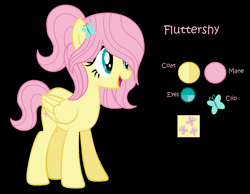 Size: 1792x1388 | Tagged: safe, artist:prismborealisdash, derpibooru import, fluttershy, pegasus, pony, alternate hairstyle, base used, black background, cutie mark, female, mare, reference sheet, simple background, solo