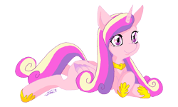 Size: 676x405 | Tagged: safe, artist:soina, derpibooru import, princess cadance, alicorn, pony, lying down, prone, simple background, solo, transparent background