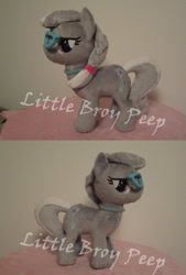 Size: 795x1174 | Tagged: safe, artist:little-broy-peep, derpibooru import, silver spoon, earth pony, pony, female, filly, glasses, irl, photo, plushie, watermark