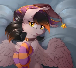 Size: 1900x1700 | Tagged: safe, artist:dreamweaverpony, derpibooru import, oc, oc only, pegasus, pony, clothes, collar, hat, socks, solo, striped socks