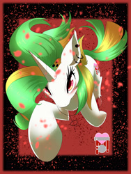 Size: 3000x4000 | Tagged: safe, artist:phoenixperegrine, derpibooru import, oc, oc only, oc:soo, pony, unicorn, abstract background, ear piercing, earring, female, jewelry, mare, piercing, solo