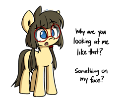 Size: 1176x939 | Tagged: safe, artist:spheedc, derpibooru import, oc, oc only, oc:sphee, earth pony, pony, digital art, female, glasses, mare, simple background, solo, text, white background