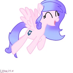 Size: 768x768 | Tagged: safe, artist:cacalvy_art, derpibooru import, oc, oc only, pegasus, pony, eyelashes, eyes closed, flying, open mouth, pegasus oc, simple background, solo, white background