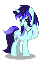 Size: 724x976 | Tagged: safe, artist:aquabright0219, derpibooru import, oc, oc only, oc:aqua bright, pony, unicorn, female, horn, jewelry, mare, necklace, open mouth, raised hoof, raised leg, simple background, smiling, solo, transparent background, unicorn oc