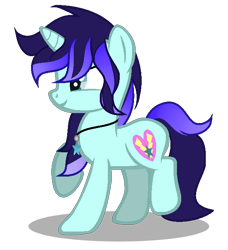 Size: 594x650 | Tagged: safe, artist:aquabright0219, derpibooru import, oc, oc only, oc:aqua bright, pony, unicorn, female, horn, jewelry, mare, necklace, raised hoof, raised leg, simple background, smiling, solo, transparent background, unicorn oc