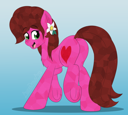 Size: 4100x3680 | Tagged: safe, alternate version, artist:aarondrawsarts, derpibooru import, oc, oc:rose bloom, crystal pony, earth pony, butt, commission, commissioner:reversalmushroom, earth pony oc, female, looking back, rosie butt, underhoof