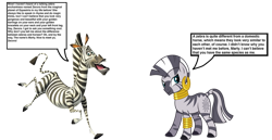 Size: 1024x528 | Tagged: safe, artist:optimusbroderick83, derpibooru import, edit, zecora, implied shipping, implied straight, it came from deviantart, madagascar (movie), marty, simple background, the penguins of madagascar, white background