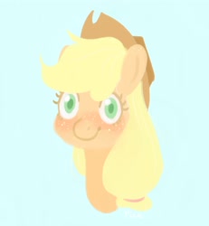 Size: 1941x2103 | Tagged: safe, artist:riceflowers_art, derpibooru import, applejack, earth pony, pony, blushing, bust, female, freckles, looking at you, mare, simple background, smiling, solo