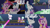 Size: 1986x1117 | Tagged: safe, derpibooru import, edit, edited screencap, editor:quoterific, screencap, princess cadance, princess flurry heart, rarity, shining armor, alicorn, pony, unicorn, best gift ever, :p, baby, baby pony, clothes, crown, diaper, eyes closed, food, glowing horn, gritted teeth, horn, jewelry, laser, magic, magic aura, open mouth, pudding, regalia, teeth, tongue out, trio, twilight's castle, winter outfit