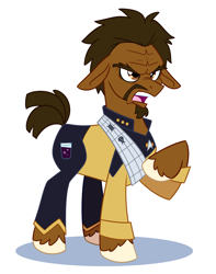 Size: 3785x4800 | Tagged: safe, artist:spiderweber, derpibooru import, alien, earth pony, pony, beard, clothes, facial hair, klingon, male, ponified, solo, stallion, star trek, star trek: the next generation, uniform, worf