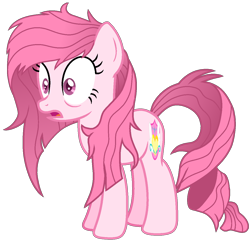 Size: 1230x1185 | Tagged: safe, artist:guruyunus17, derpibooru import, oc, oc only, oc:annisa trihapsari, earth pony, pony, base used, female, mare, messy mane, open mouth, pink body, pink hair, simple background, solo, transparent background, vector, wide eyes