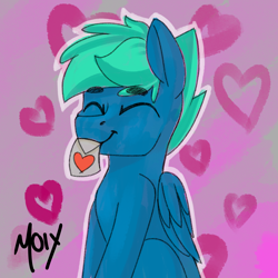 Size: 2000x2000 | Tagged: safe, artist:supermoix, derpibooru import, oc, oc:supermoix, pegasus, pony, cute, eyes closed, happy, heart, holiday, solo, valentine's day