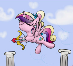 Size: 4000x3600 | Tagged: safe, artist:littlenaughtypony, derpibooru import, princess cadance, alicorn, pony, arch, bow (weapon), eros, hearts and hooves, teen princess cadance, younger