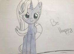 Size: 1080x789 | Tagged: safe, artist:lillycloudart, derpibooru import, trixie, pony, unicorn, eyelashes, female, horn, mare, smiling, solo, traditional art