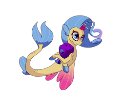 Size: 2738x2190 | Tagged: safe, artist:chedx, derpibooru import, princess skystar, fish, seapony (g4), my little pony: the movie, bioluminescent, blue eyes, colored wings, dorsal fin, female, fins, fish tail, flower, flower in hair, flowing mane, flowing tail, freckles, hug, simple background, smiling, solo, tail, transparent background, wings