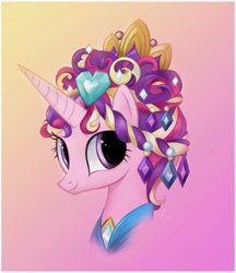 Size: 3020x3499 | Tagged: safe, artist:fladdrarblyg, derpibooru import, princess cadance, alicorn, pony, games ponies play, alternate hairstyle, ceremonial headdress, cute, female, gradient background, headdress, looking at you, mare, solo