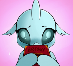 Size: 1024x934 | Tagged: safe, artist:aer0 zer0, ocellus, changedling, changeling, blushing, book, cute, diaocelles, ears, explicit description, fanfic in the description, female, floppy ears, holding, looking at you, shy, solo
