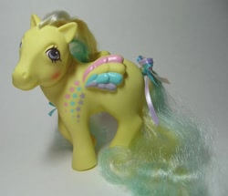 Size: 779x669 | Tagged: safe, derpibooru import, photographer:pinkrosedust, g1, bow, rainbow curl pony, ringlet (g1 rainbow curl), tail bow, toy