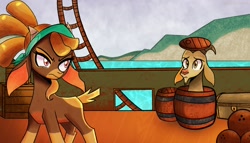 Size: 2048x1170 | Tagged: safe, artist:ash of the leander, derpibooru import, shanty goat, goat, them's fightin' herds, barrel, community related, ship