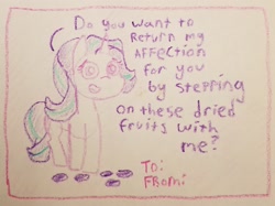 Size: 2870x2145 | Tagged: safe, artist:davierocket, derpibooru import, starlight glimmer, pony, unicorn, crayon drawing, dialogue, holiday, letter, solo, traditional art, valentine's day, valentine's day card