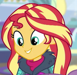 Size: 307x301 | Tagged: safe, derpibooru import, screencap, sunset shimmer, equestria girls, equestria girls series, holidays unwrapped, spoiler:eqg series (season 2), cropped, solo focus, winter break-in