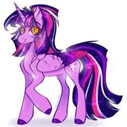 Size: 1024x1024 | Tagged: safe, artist:sadelinav, derpibooru import, twilight sparkle, twilight sparkle (alicorn), alicorn, pony, colored wings, multicolored wings, simple background, solo, white background, wings