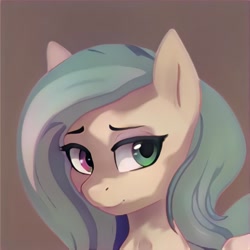 Size: 1024x1024 | Tagged: safe, artist:thisponydoesnotexist, derpibooru import, pony, brown background, heterochromia, neural network, simple background