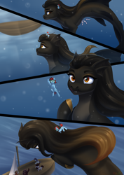 Size: 2480x3508 | Tagged: safe, artist:nika-rain, derpibooru import, oc, oc only, oc:genka, pony, sea pony, comic, macro, ocean