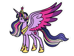 Size: 1184x897 | Tagged: safe, artist:melspyrose, derpibooru import, princess twilight 2.0, twilight sparkle, twilight sparkle (alicorn), alicorn, pony, the last problem, big crown thingy, colored wings, element of magic, female, jewelry, mare, multicolored hair, multicolored wings, older, older twilight, regalia, series finale, simple background, solo, transparent background, vector, wings