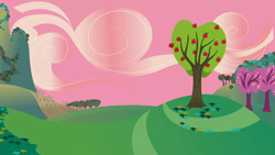 Size: 1280x720 | Tagged: safe, derpibooru import, screencap, hearts and hooves day (episode), apple, apple tree, background, food, no pony, scenic ponyville, tree